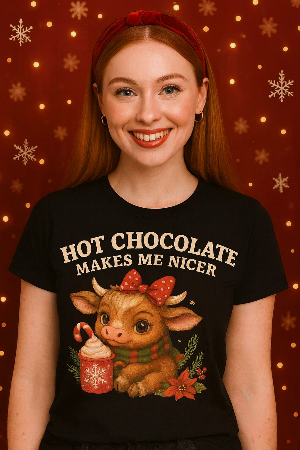 Festive Comfort: Hot Chocolate Graphic Tee Collection