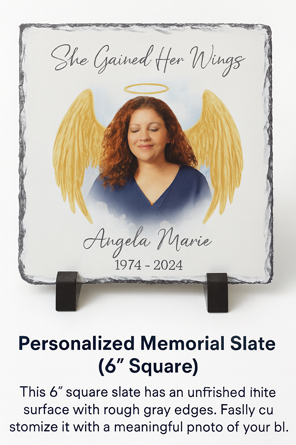 🖼️ Personalized Stone Photo Keepsake – 6" Square Slate