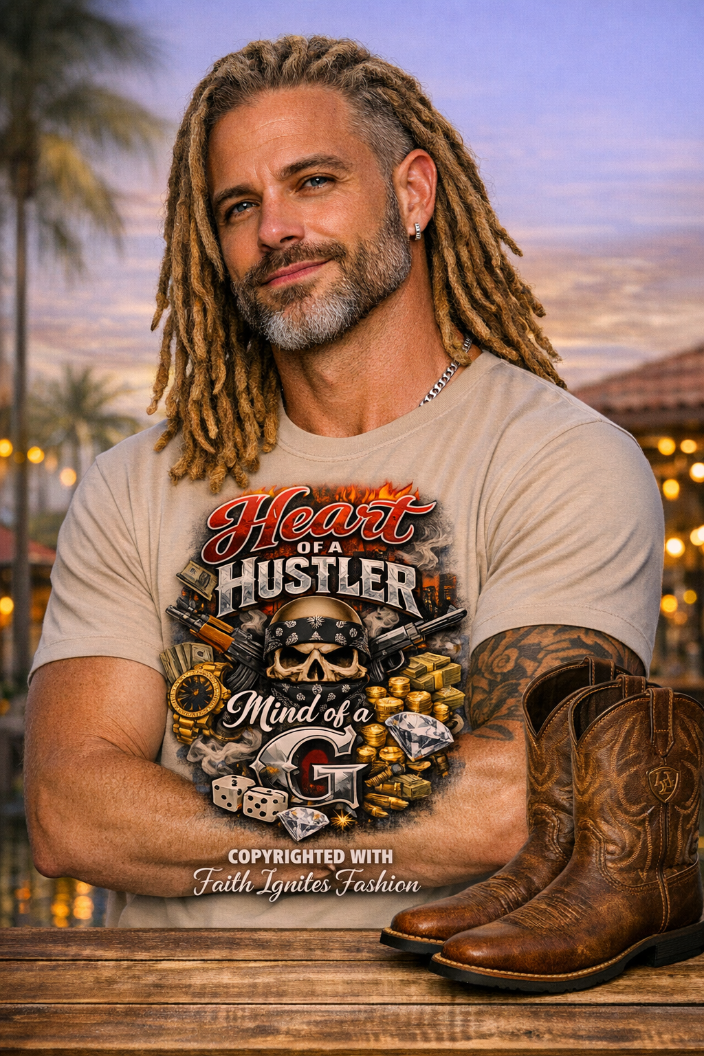 Heart of a Hustler, Mind of a G – Faith Ignites Fashion® Street Tee
