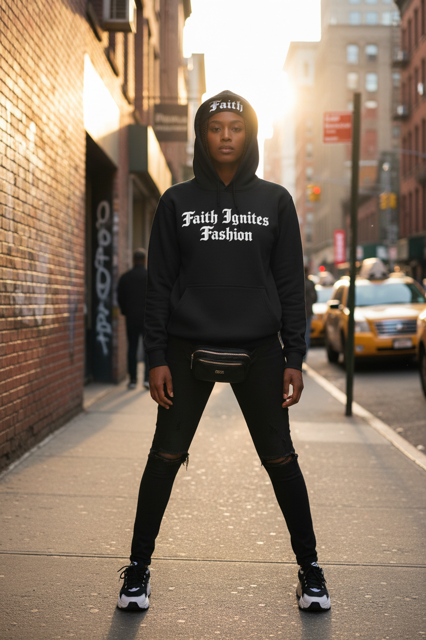 Female Model - Black Hoodie