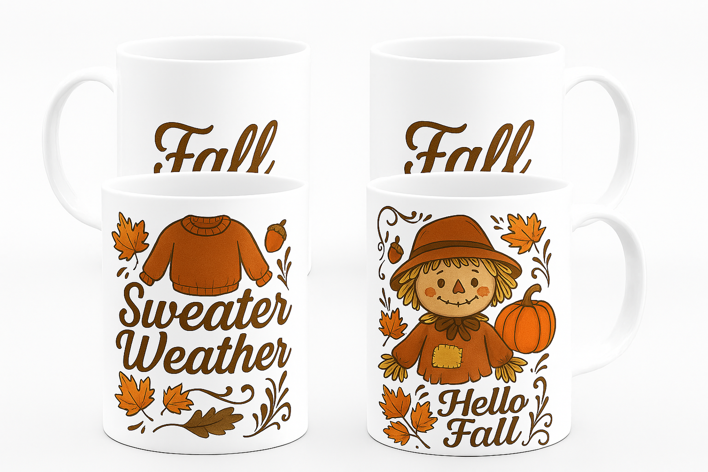 π "Sweater & Scarecrow Sips" β Fall Coffee Cup Duo