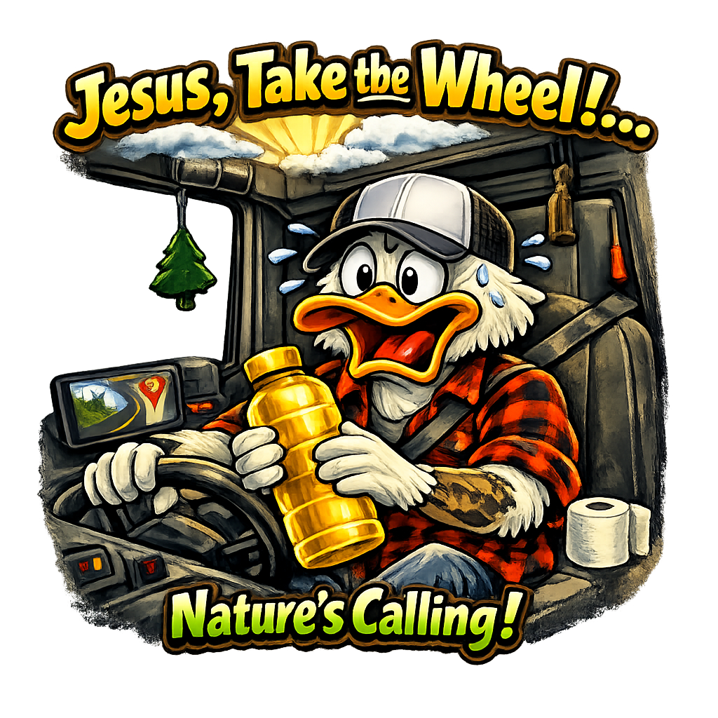 Jesus Take the Wheel – Nature’s Calling! Funny Christian Trucker T-Shirt | Faith Ignites Fashion®