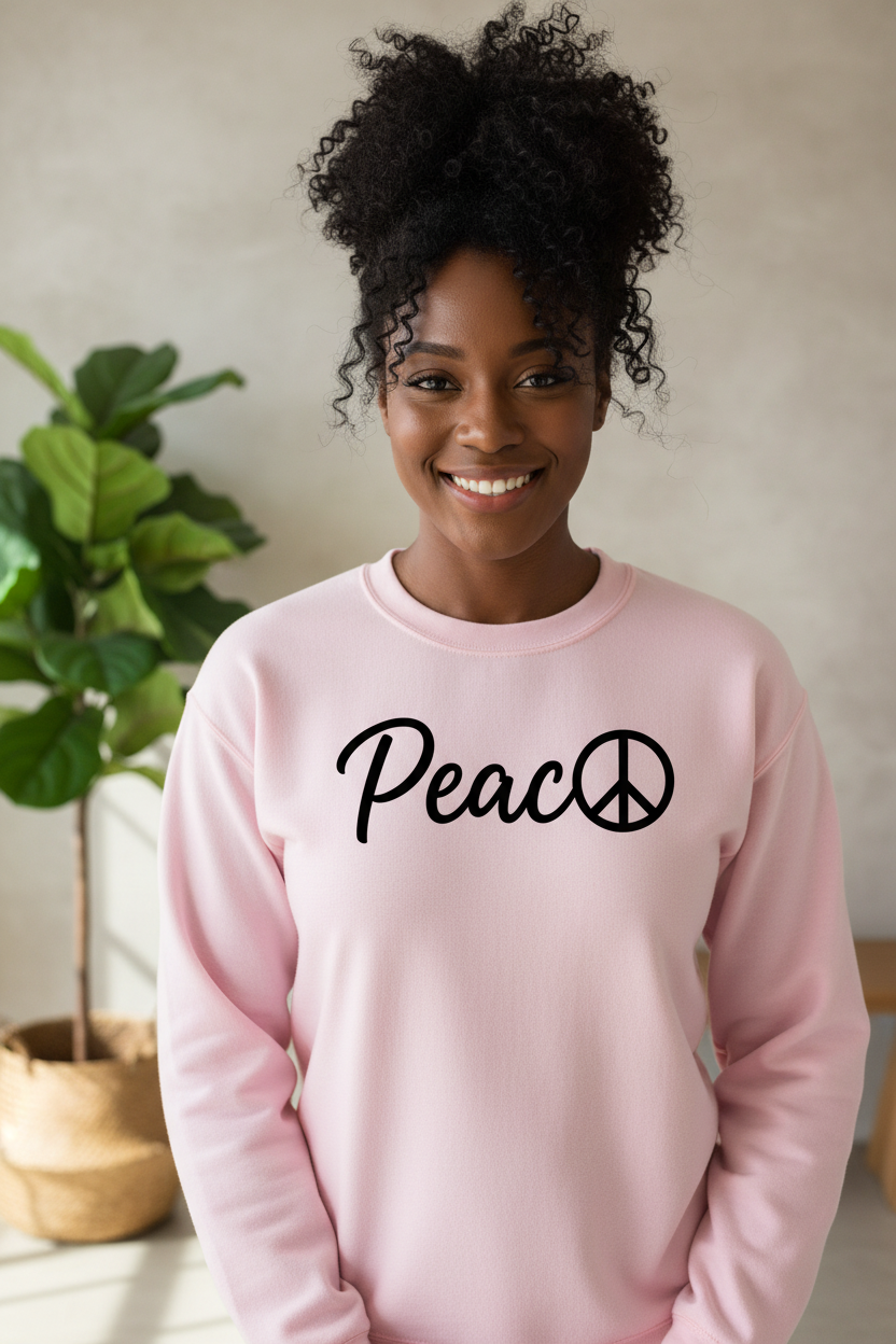 Peace☮ Pink Sweatshirt Lifestyle Mockup