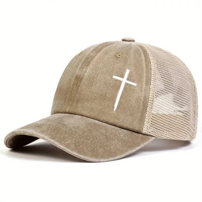 Faith Cross Trucker Hat – Christian Embroidered Cap | Faith Ignites Fashion