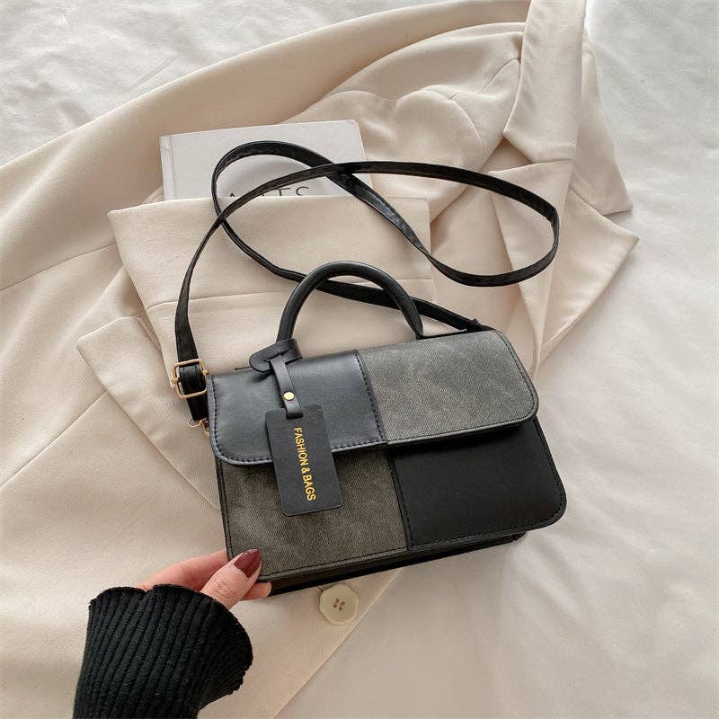 Maeve Brooke Mini Shoulder Bag – Black, White & Blue