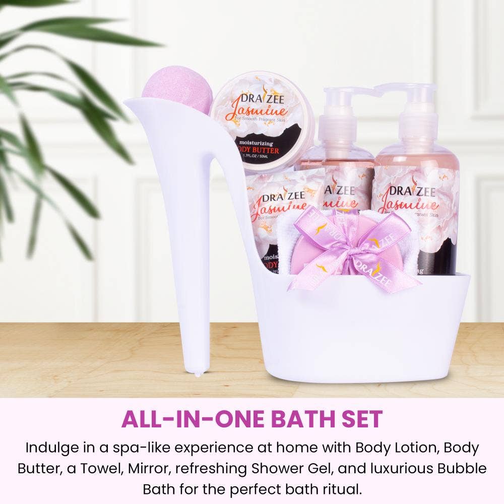 Jasmine Scented Luxury Spa Gift Set for Mom – 8-Piece Self Care Collection