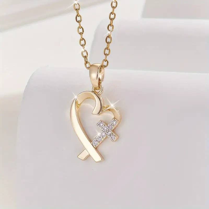 Faith Ignites Fashion | Heart & Cross Pendant Necklace