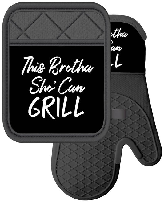This Brotha Sho' Can Grill Oven Mitt/Pot Holder Set