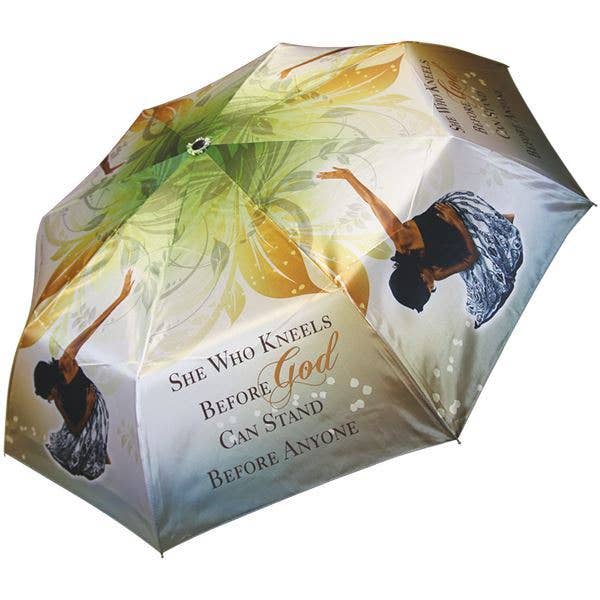 She Who Kneels Faith-Inspired Auto-Open Umbrella