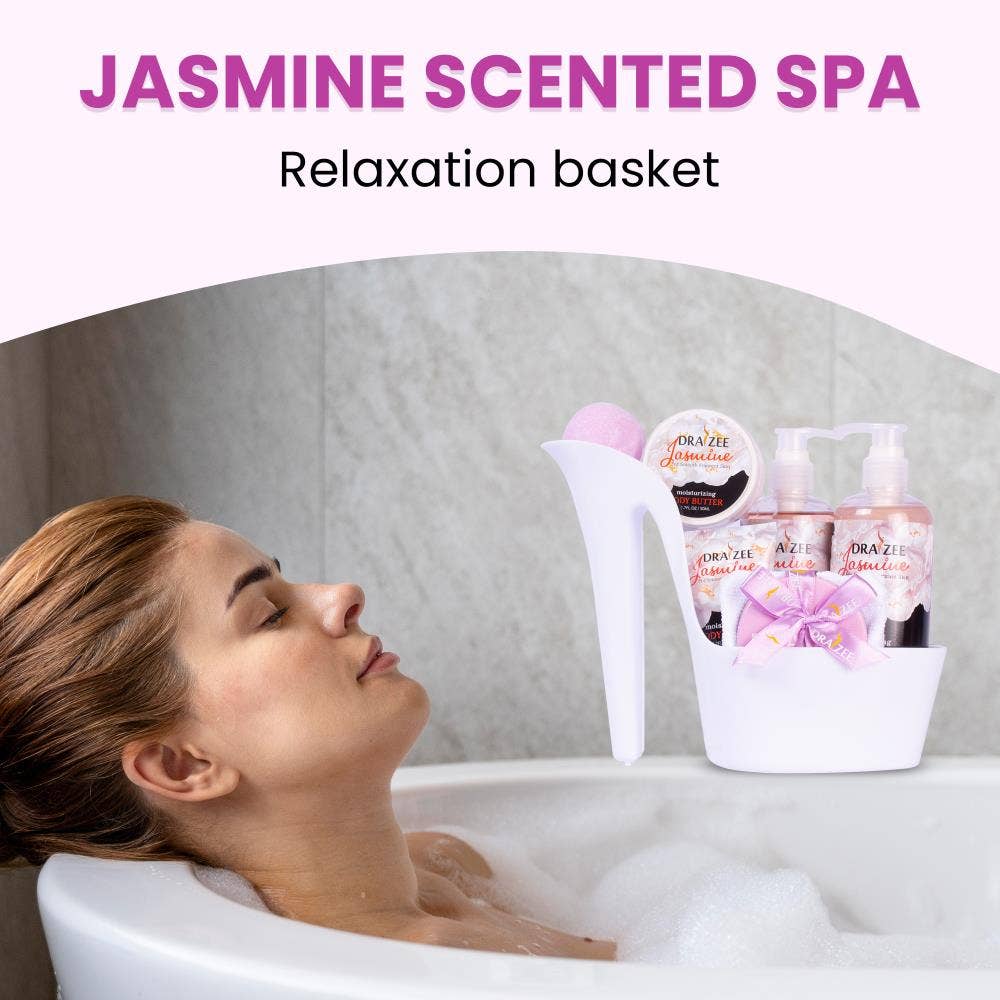 Jasmine Scented Luxury Spa Gift Set for Mom – 8-Piece Self Care Collection