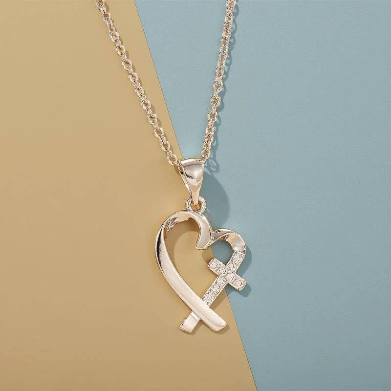 Faith Ignites Fashion | Heart & Cross Pendant Necklace