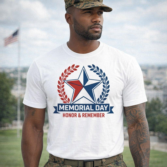 Memorial Day Tribute Tee — Star Emblem or Helmet Shield
