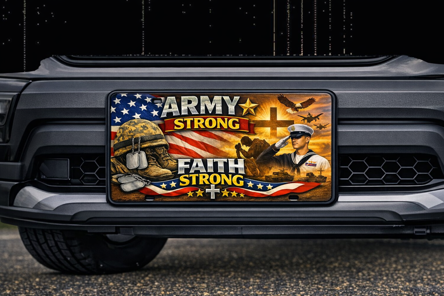Anchored in Honor: Military Tribute License Plate – Choose Your Branch