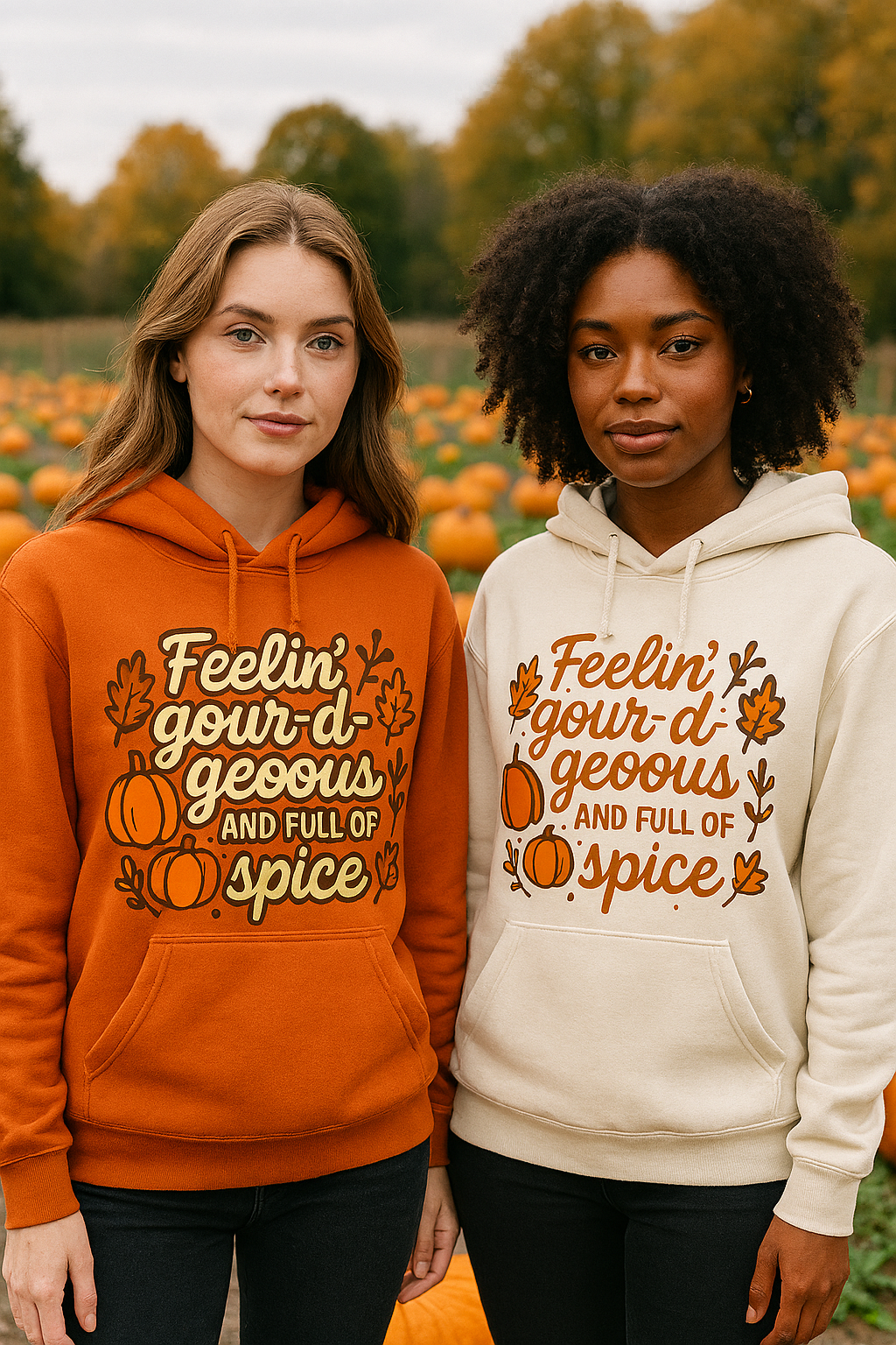 Feelin’ Gour-d-geous Hoodie – Fall Spice Edition (Orange or Beige)