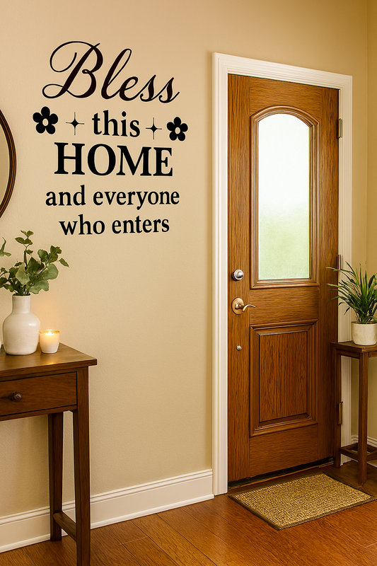 “Bless This Home” Wall Sticker – Olive or Floral Edition (12x24)