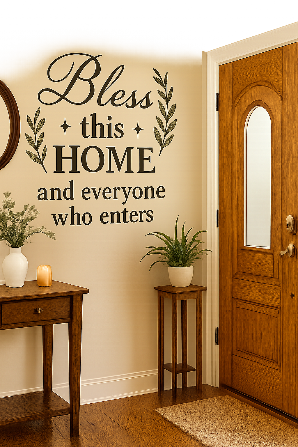 “Bless This Home” Wall Sticker – Olive or Floral Edition (12x24)