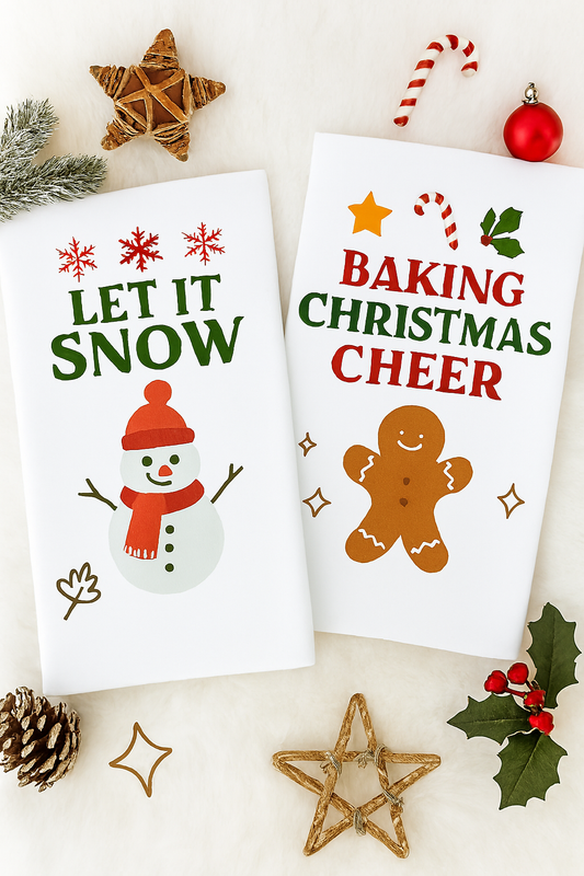 🎄 Holiday Whimsy: Christmas Kitchen Towel Set 🍪☃️
