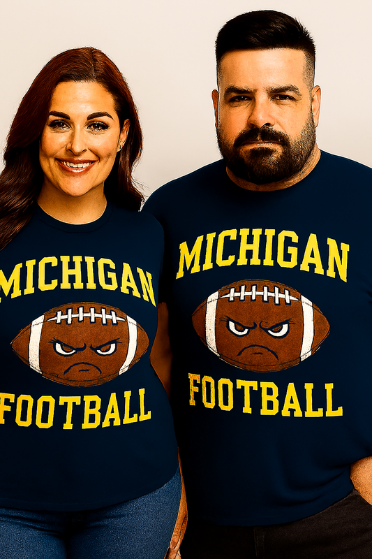 :  🏈"Michigan Gridiron Grit Tee – Navy or White"