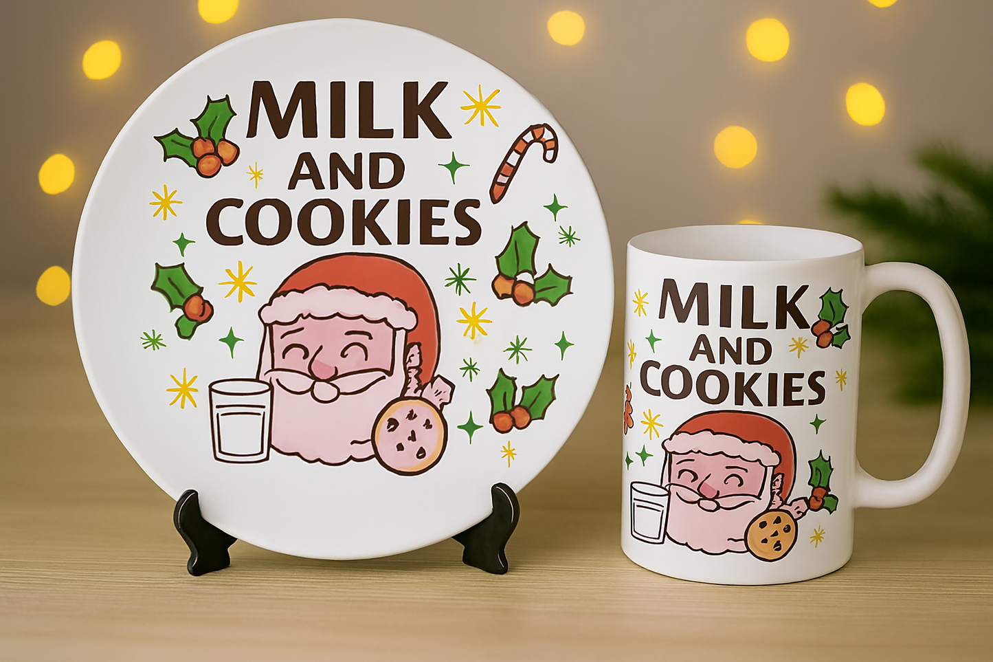 Milk & Cookies for Santa Holiday Set – 8" Plate & 11 oz Mug