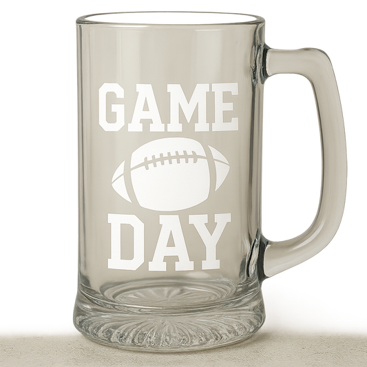 Game Day Football Etched Beer Mug – 25.6 oz