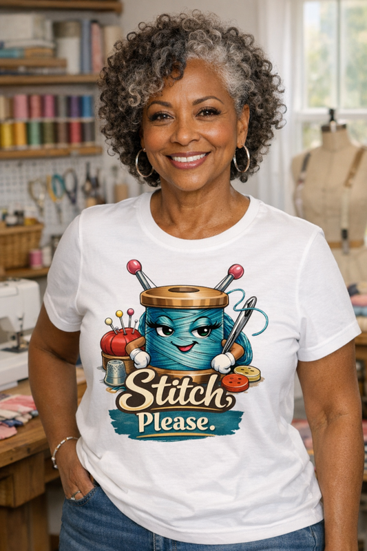 Stitch Please – Funny Sewing Graphic T-Shirt for Moms
