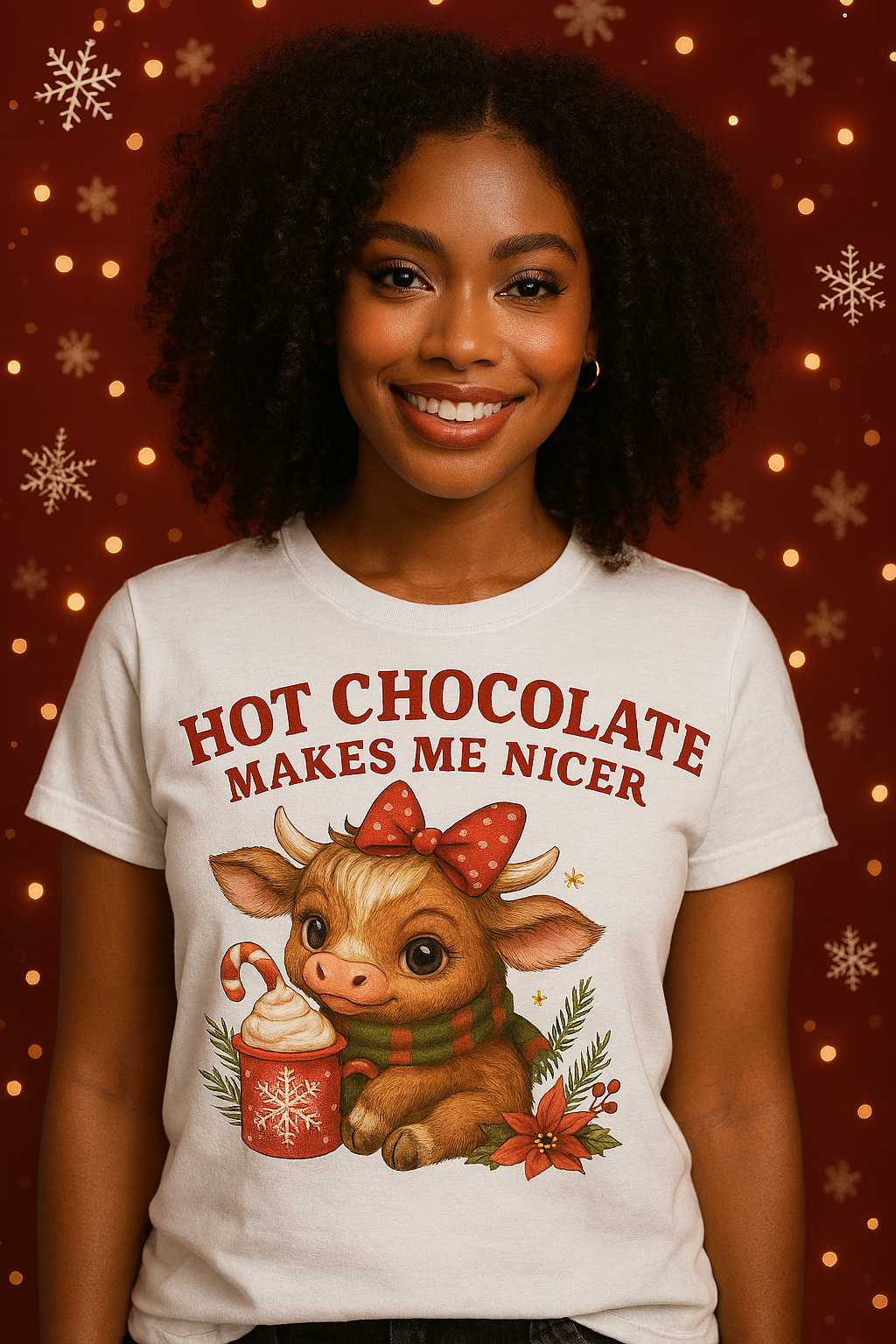 Festive Comfort: Hot Chocolate Graphic Tee Collection