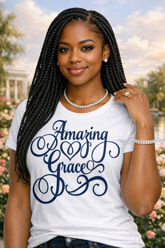 Amazing Grace Script Tee – Elegant Faith Design
