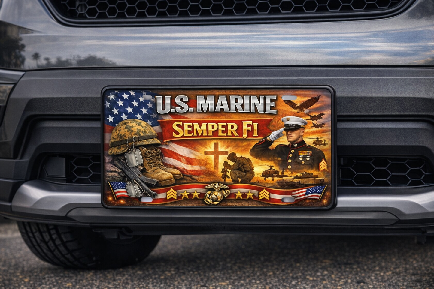 Anchored in Honor: Military Tribute License Plate – Choose Your Branch