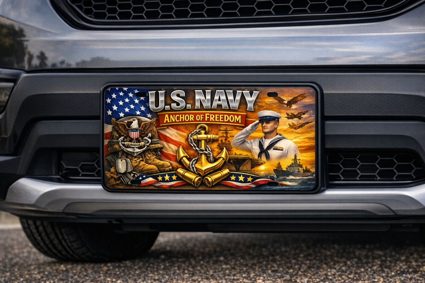Anchored in Honor: Military Tribute License Plate – Choose Your Branch