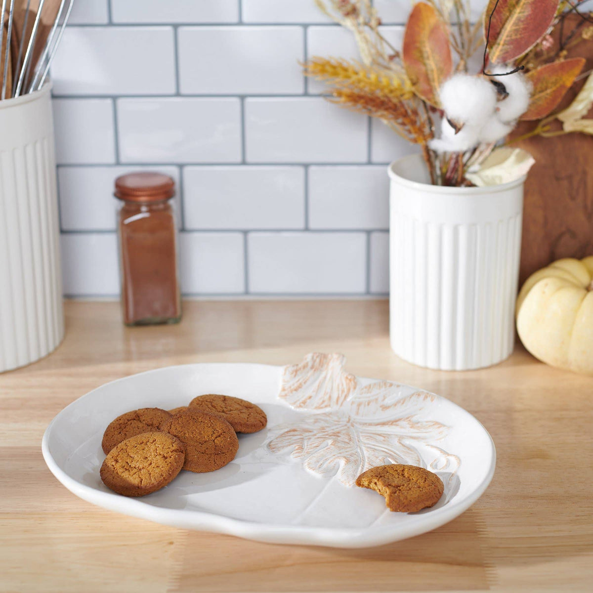 Large White Pumpkin Ceramic Plate | Faith Ignites Fashion
