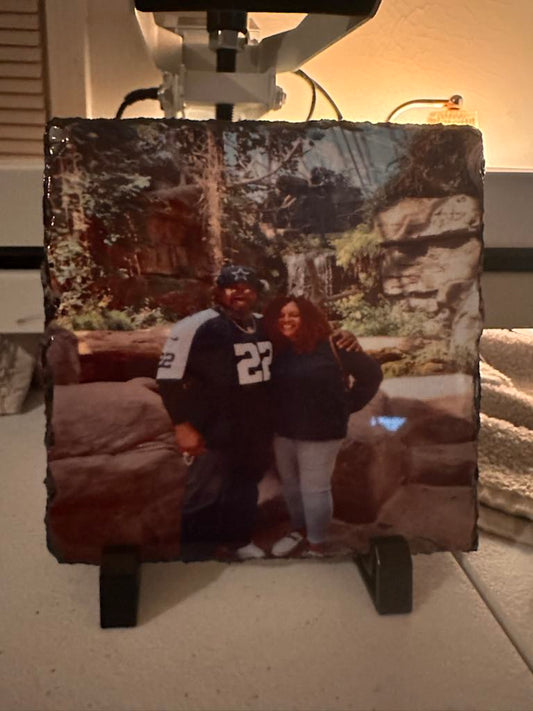 🖼️ Personalized Stone Photo Keepsake – 6" Square Slate