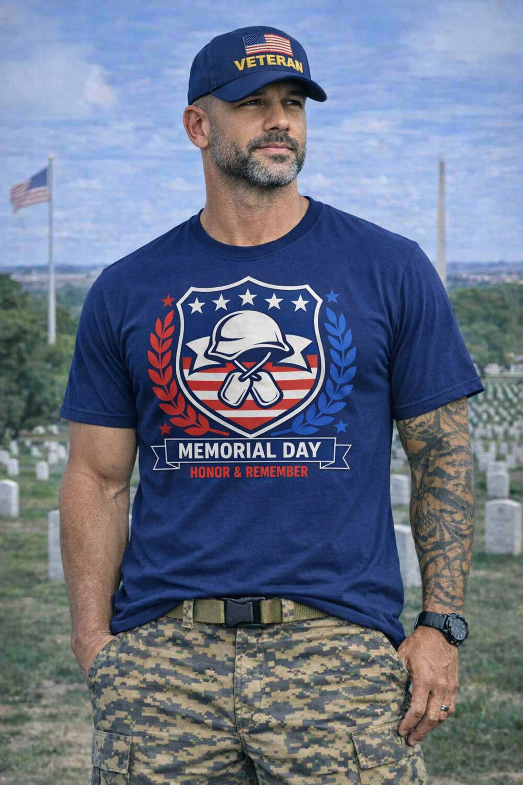 Memorial Day Tribute Tee — Star Emblem or Helmet Shield