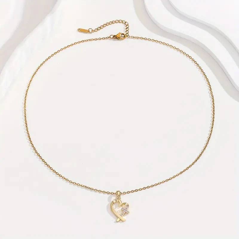 Faith Ignites Fashion | Heart & Cross Pendant Necklace