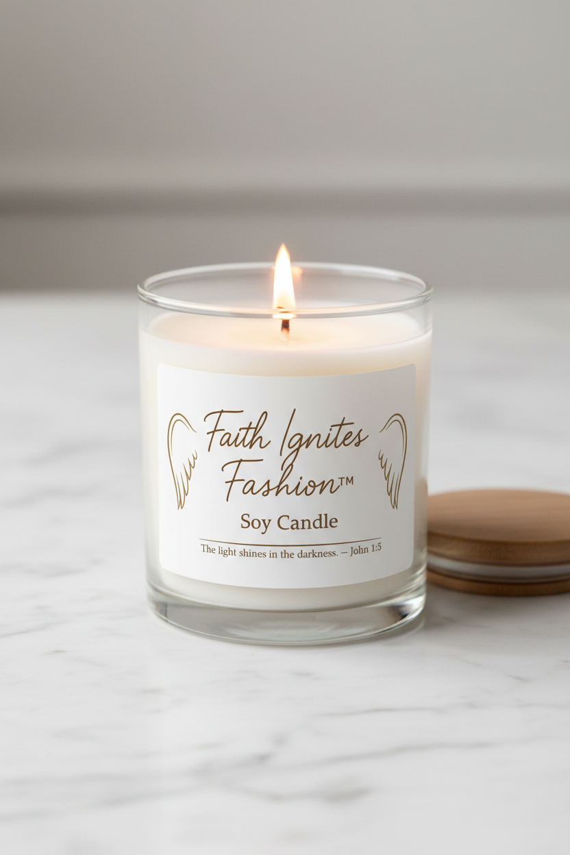 Candle with Wooden Lid Off