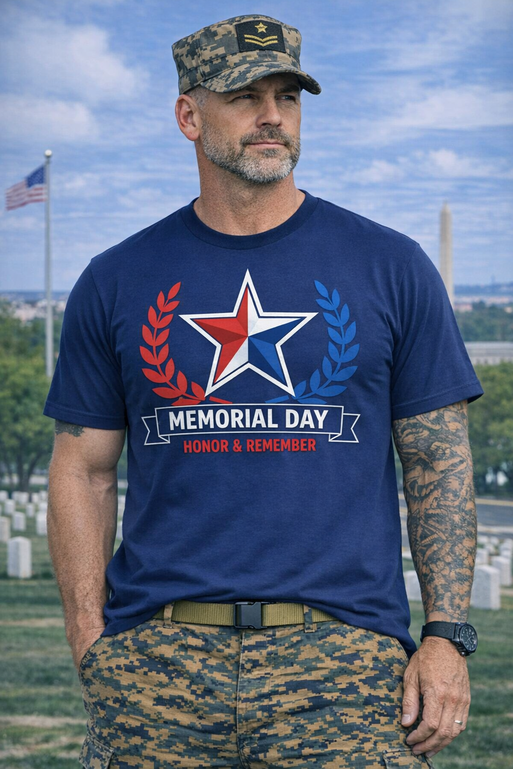 Memorial Day Tribute Tee — Star Emblem or Helmet Shield