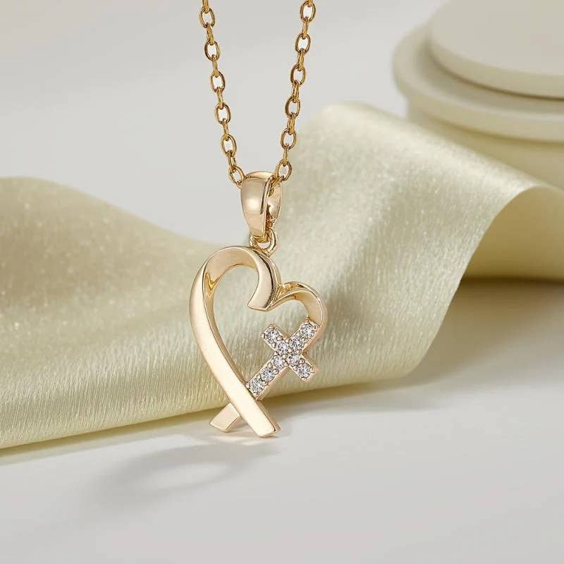 Faith Ignites Fashion | Heart & Cross Pendant Necklace