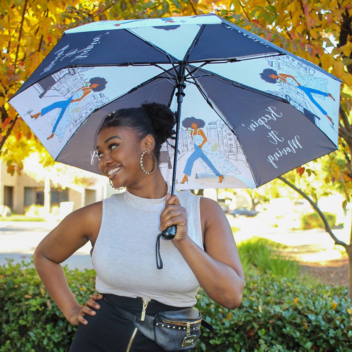Keepin' It Moving Auto-Open Art Umbrella