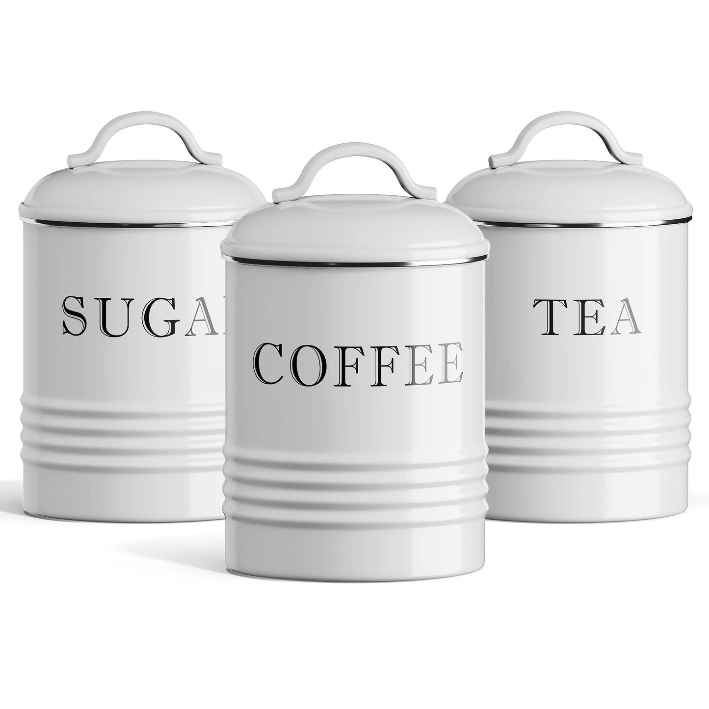 Petite Metal Kitchen Canister Set White - S/3