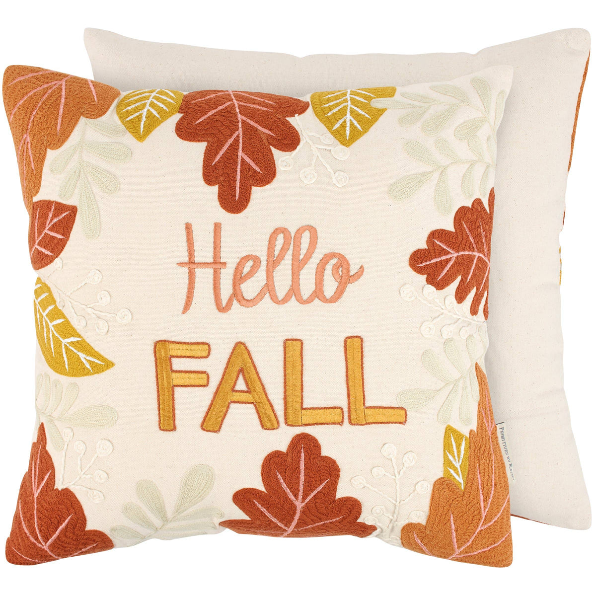 Hello Fall Embroidered Cotton Pillow | Faith Ignites Fashion