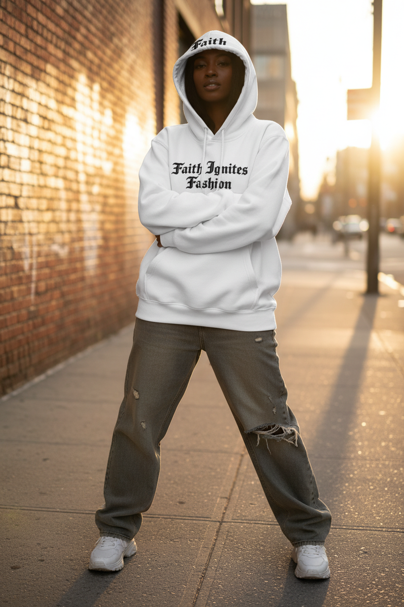 Female Model - White Hoodie