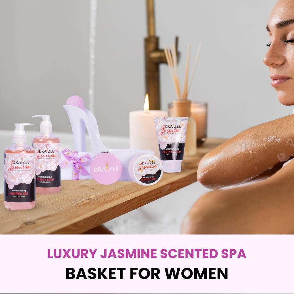 Jasmine Scented Luxury Spa Gift Set for Mom – 8-Piece Self Care Collection