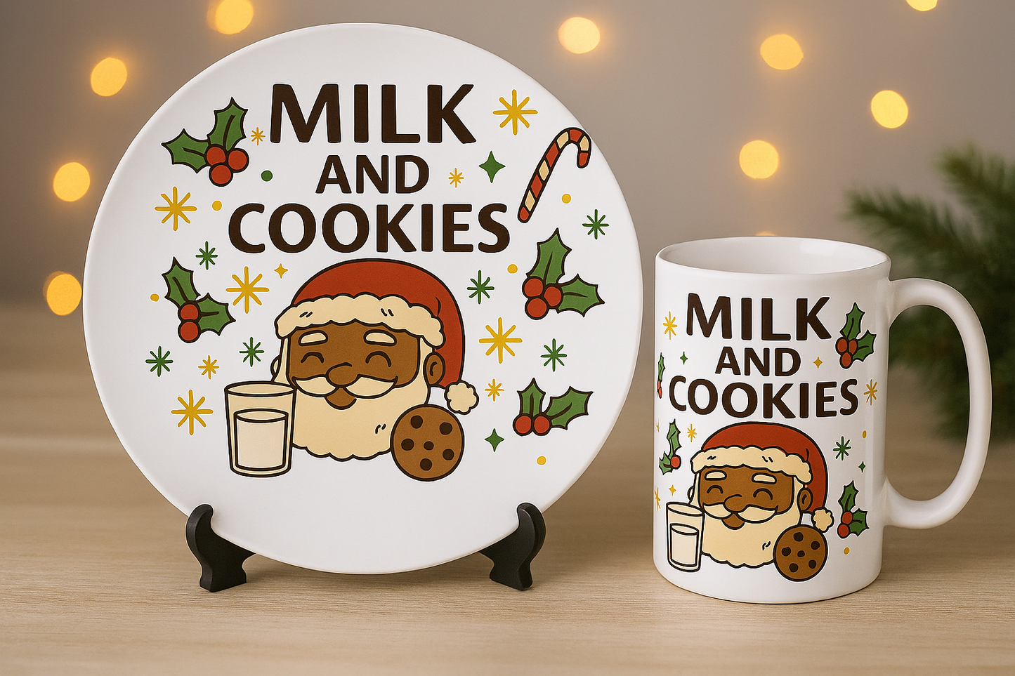 Milk & Cookies for Santa Holiday Set – 8" Plate & 11 oz Mug