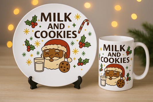 Milk & Cookies for Santa Holiday Set – 8" Plate & 11 oz Mug