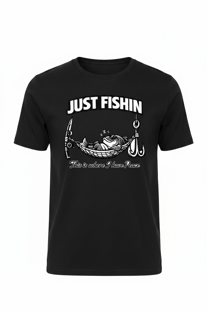 Just Fishin Peace - Black Shirt
