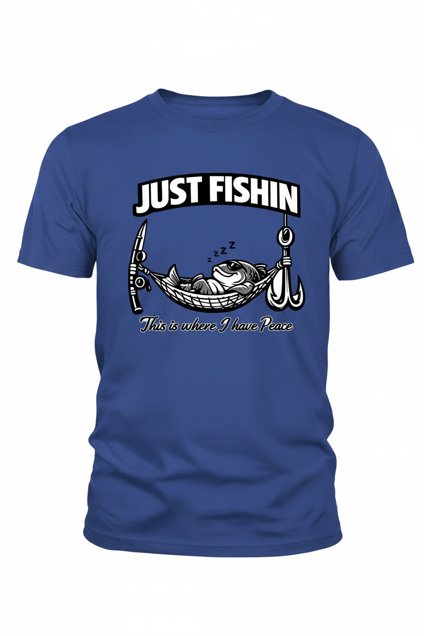 Just Fishin Peace - Royal Blue Shirt