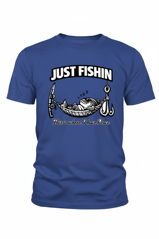 Just Fishin Peace - Royal Blue Shirt