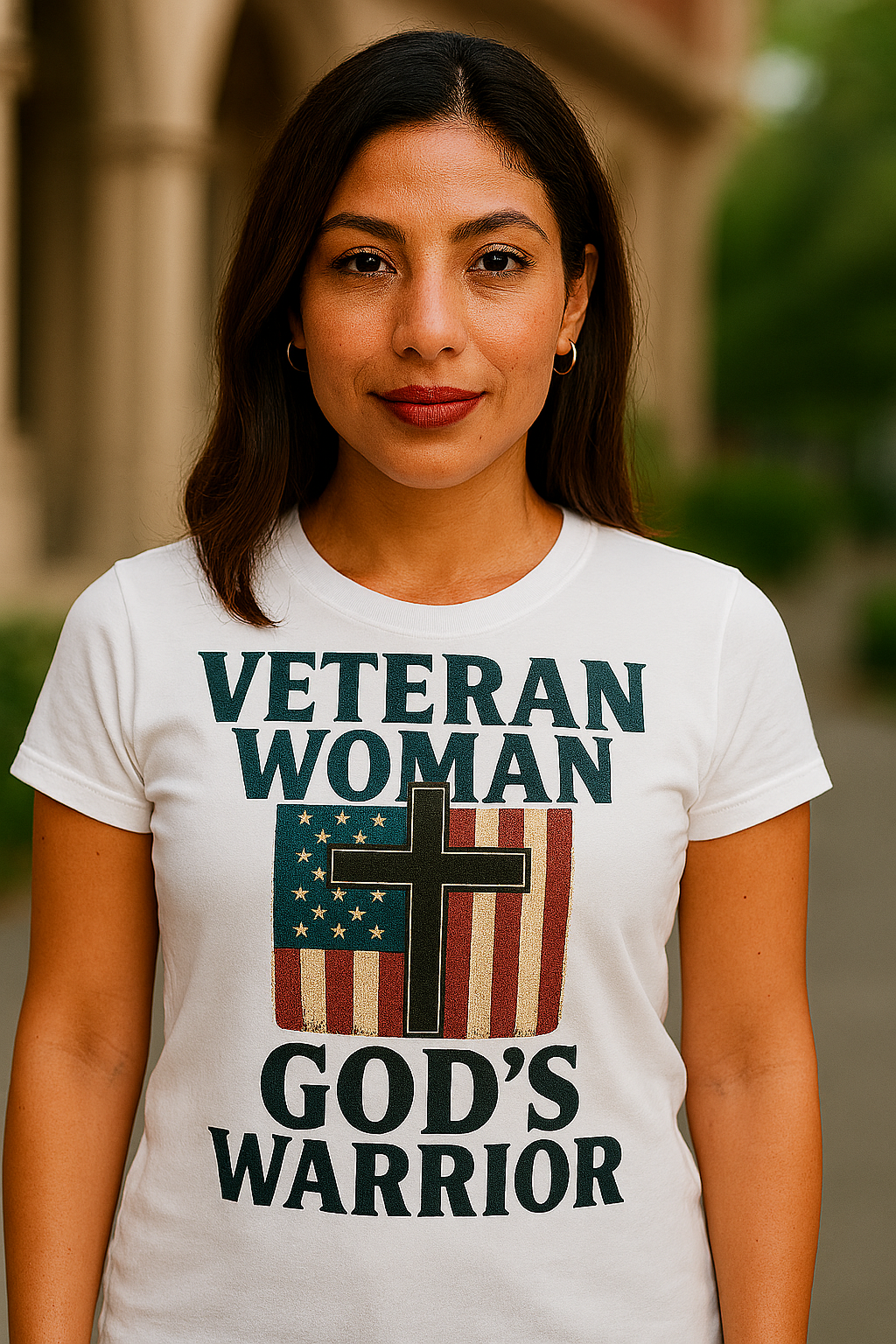 Veteran Woman – God’s Warrior  Faith + Strength Tee