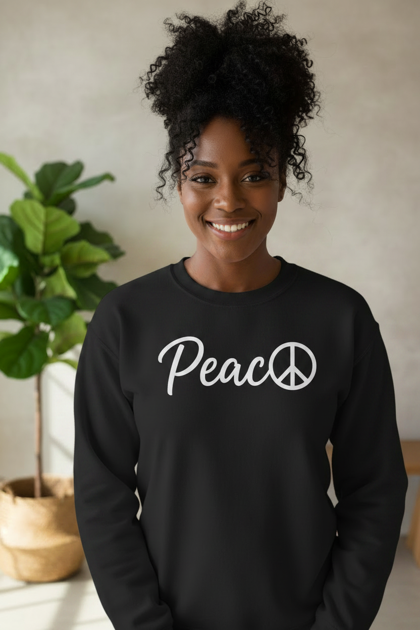 Peace☮ Black Sweatshirt - Latina Model