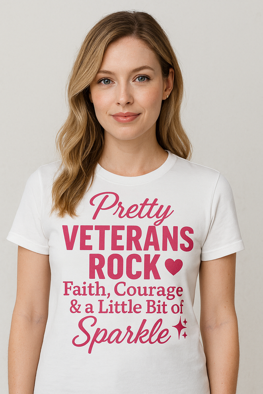 Pretty Veterans Rock – Tee with Pink Lettering
