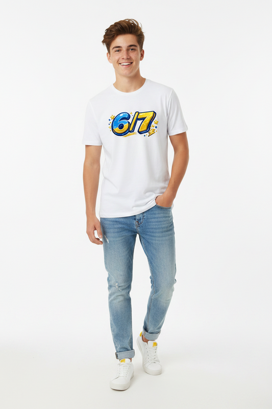 Kids 6/7 Graphic Tee – Blue & Pink